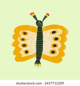 Butterfly. watercolor painting vector of cute insect. isolated animal illustration.