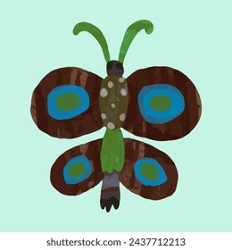 Butterfly. watercolor painting vector of cute insect. isolated animal illustration.