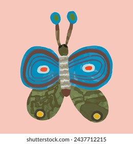 Butterfly. watercolor painting vector of cute insect. isolated animal illustration.