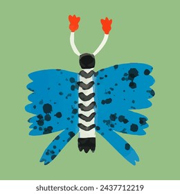 Butterfly. watercolor painting vector of cute insect. isolated animal illustration.