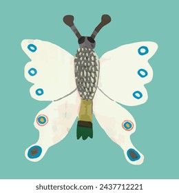 Butterfly. watercolor painting vector of cute insect. isolated animal illustration.