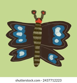 Butterfly. watercolor painting vector of cute insect. isolated animal illustration.