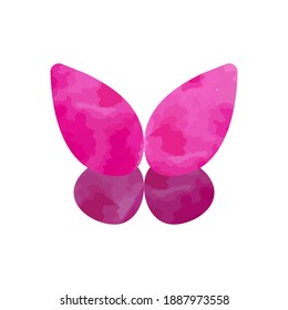 Butterfly with watercolor texture. Abstract pink butterfly, element, logo for beauty salon