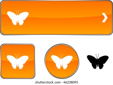  Butterfly  web buttons. Vector illustration.