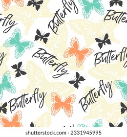 Butterfly Whispers Lace and Flutter Vector Seamless Pattern can be use for background and apparel design