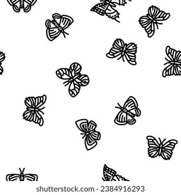 butterfly white nature vector seamless pattern thin line illustration