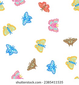 butterfly white nature vector seamless pattern thin line illustration