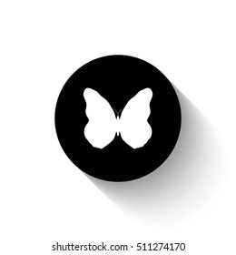 butterfly - white vector icon  with shadow