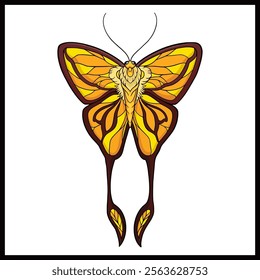 A butterfly with wide wings and a charming color for coloring book