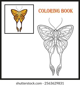 A butterfly with wide wings and a charming color for coloring book