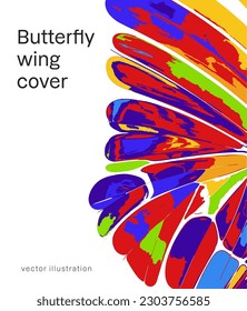 Butterfly wing abstract colorful art. Vector illustration for covers, prints, packaging