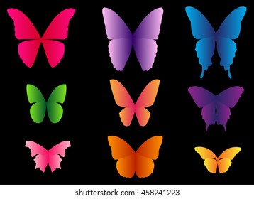 butterfly wing set colorful graphic vector