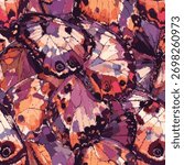 Butterfly wing vector pattern with painterly texture and vibrant colors