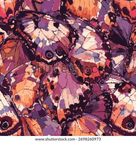 Butterfly wing vector pattern with painterly texture and vibrant colors