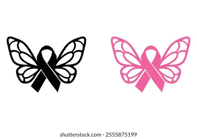 Butterfly Wings and Awareness Ribbon Design - Inspirational Symbol for Cancer and Health Advocacy