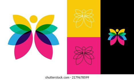 Butterfly Wings color Diversity Community Group logo design