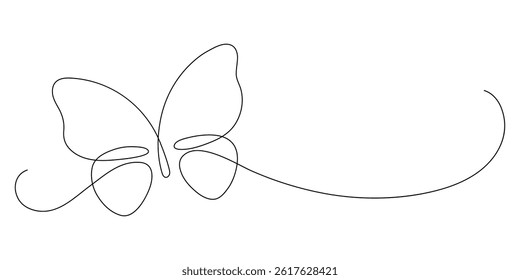 Butterfly wings. Continuous line drawing. 