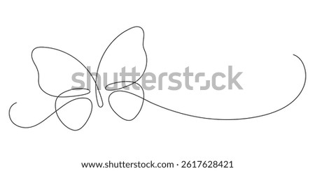Butterfly wings. Continuous line drawing. 
