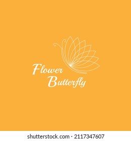 Logo de flor de alas de mariposa en estilo de arte de línea simple minimalista