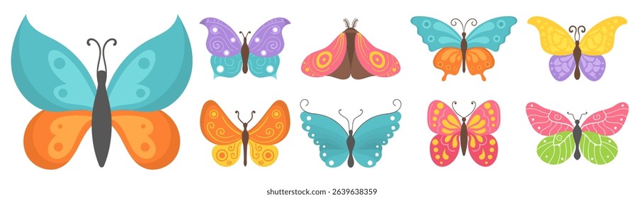 Butterfly wings fluttering in a colorful meadow vibrant garden fauna elegant insect species outdoors peaceful graceful summer beauty illustration nature art wildlife fly decorative rainbow

