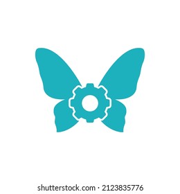 butterfly wings with gear services logo design, vector graphic symbol icon illustration creative idea