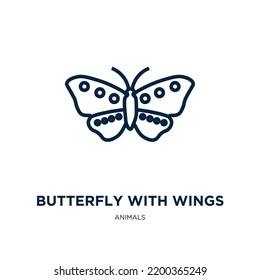 Butterfly With Wings Icon From Animals Collection. Thin Linear Butterfly With Wings, Butterfly, Wing Outline Icon Isolated On White Background. Line Vector Butterfly With Wings Sign, Symbol For Web 