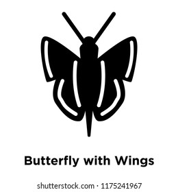 Butterfly with Wings icon vector isolated on white background, logo concept of Butterfly with Wings sign on transparent background, filled black symbol