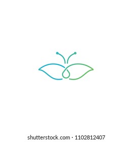butterfly wings leaf nature monoline vector logo template