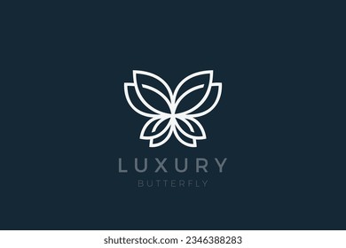 Butterfly Wings Logo Abstract Luxury Design Vector Linear Outline style.
Jewelry Fashion Beaty Cosmetics Logotype concept icon.