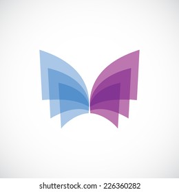 Butterfly wings logo template. Soft colors. Transparency are flattened.