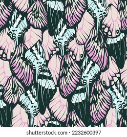 Butterfly wings seamless pattern abstract style. Artistic brush and paint texture. 