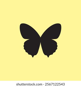 Butterfly Wings silhouette vector illustration on yellow background. Insects flat icon