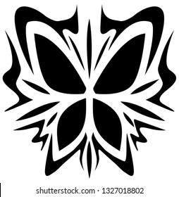 Butterfly wings spread tribal design stencil black, vector illustration, vertical, isolated