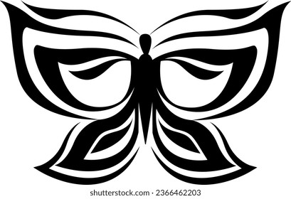 Butterfly wings tattoo, tattoo illustration, vector on a white background.