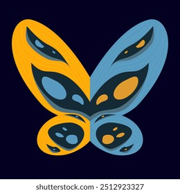 Butterfly wings in a two-tone flat design style conveying mystery and creativity.