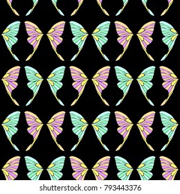 Butterfly wings vector illustration. Doodle style. Design, print, logo, decor, textile, paper.