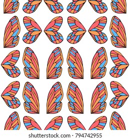 Butterfly wings vector illustration. Doodle style. Design, print, logo, decor, textile, paper.