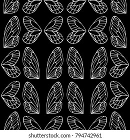 Butterfly wings vector illustration. Doodle style. Design, print, logo, decor, textile, paper.