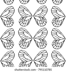 Butterfly wings vector illustration. Doodle style. Design, print, logo, decor, textile, paper.