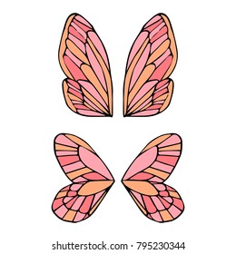Butterfly wings vector illustration. Doodle style. Design, print, logo, decor, textile, paper.