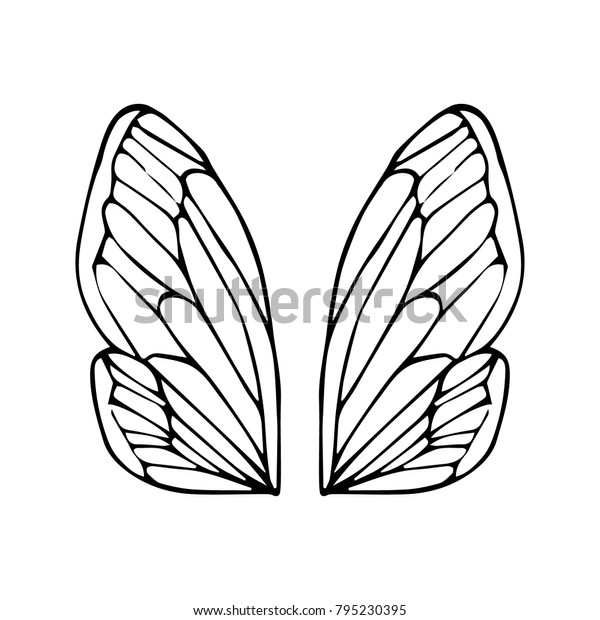 Butterfly Wings Vector Illustration Doodle Style Stock Vector (Royalty ...