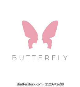 butterfly wings with woman face logo design, vector graphic symbol icon illustration creative idea
