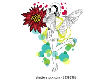 butterfly and woman