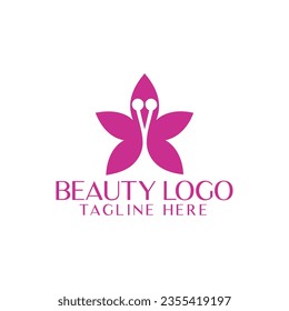 butterfly woman in gold profile template logo
