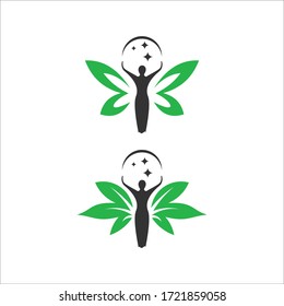 Butterfly Woman with Leaves logo design inspiration