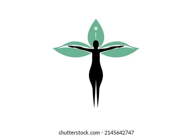 Butterfly Woman with Leaves logo design inspiration