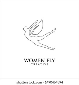 Butterfly Woman with line Leaves logo design icon design inspiration