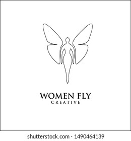 Butterfly Woman line logo icon design inspiration