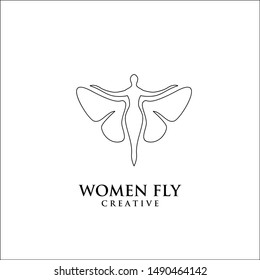 Butterfly Woman line logo icon design inspiration