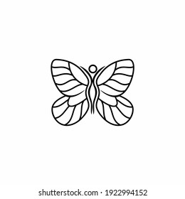 Butterfly Woman logo design inspiration, 
Beauty salon - sign creative illustration. Human character. 
Abstract icon. Design element.